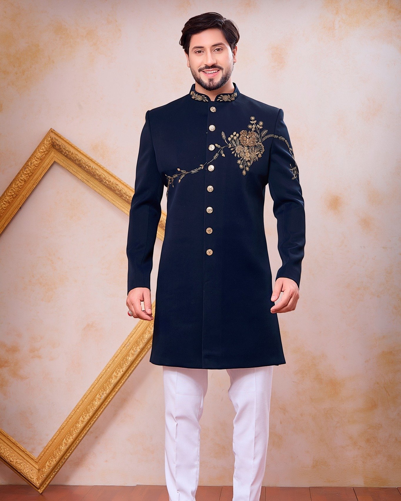 Royal Navy Blue Indo Western for the Modern Groom